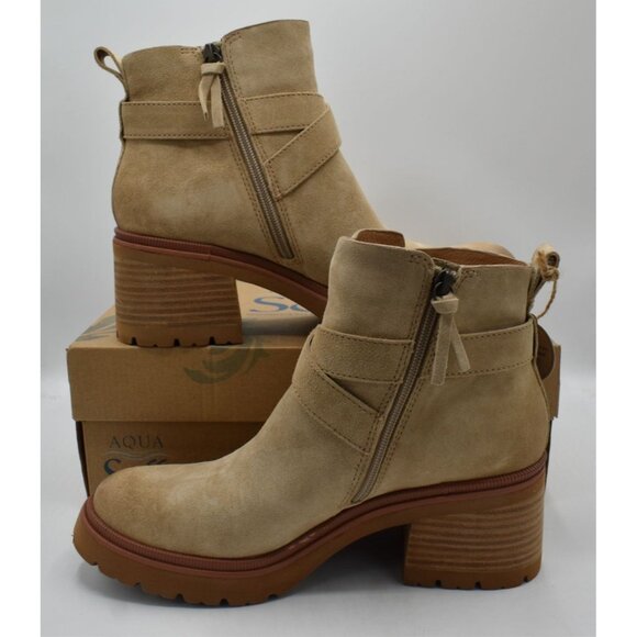 Sofft Womens Size 9.5 Jenine Lennox Tan Suede Zip Block Heel Ankle Boots Shoes - Picture 4 of 15